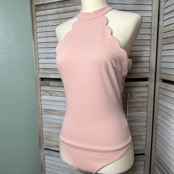 Lulus Tops - LuLu’s Pink Asymmetrical Fitted Bodysuit